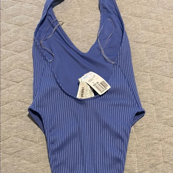 Forever 21 Blue Ribbed One Piece Swimsuit - Picture 3 of 3